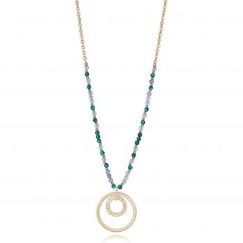 Collar Chic Viceroy de acero con piedra malaquita y fluorita natural.