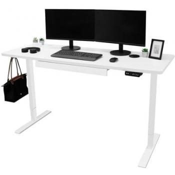 Escritorio Elevable Eléctrico con Cajón | 160x60cm | Altura regulable 73–118 cm | Función de memoria | Carga USB A/C | Cable 2m | Capacidad 80kg