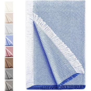 EIFFEL TEXTILE Plaid multiusos Espiga azul de alta calidad y diseño versátil