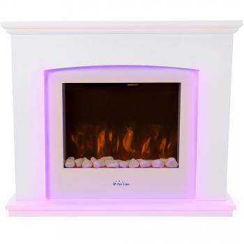 Chimenea Eléctrica de Suelo, 2000W, diseño clásico en Acero Lacado Blanco, con LED Ambiental y Mando a Distancia CHE-600 Purline