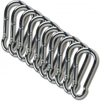 C.P.Sports 10 mosquetones de 80 mm x 8 mm | para Deportes de Fuerza, Culturismo, Fitness y Bricolaje, Hobby y Ocio | Acero Inoxidable de Color | Resistente a la tracción y Resistente | 10 Unidades