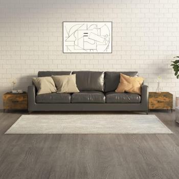 Mesas de centro con patas de metal (2 uds) 50x50x40 cm - Blanco, Negro, Roble Sonoma, Roble Ahumado