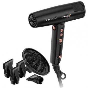 Secador de Pelo Profesional GammaPiù X.Horizon 1600W con Generador de Iones y Motor Digital G-Tron en Negro Mate