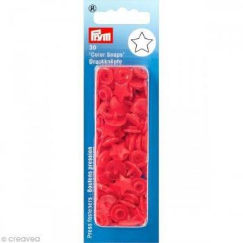 Prym 393238 - Botón de presión sin costuras, diseño de estrella, plástico, talla única, color rojo