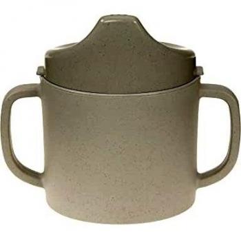 Taza de Aprendizaje para Bebés Lässig Uni Gris Cálido con Asa y Tapa Desmontable 150 ml