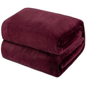 Mantas de Franela 150x200cm Súper Suaves Esponjosas para El Sofá Cama Colcha de Microfibra,tamaño Doble/Matrimonio, Rojo Vino