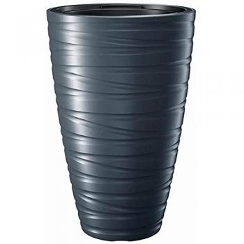 Macetero Alto de Plástico Resistente con Depósito 43L en Color Antracita (37.5x37.5x57.9 cm)