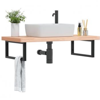 Estante de lavabo de pared de acero y madera maciza de haya Vidaxl 805341, fabricado en acero resistente, con estantes de madera maciza de haya, diseño moderno y funcional, ideal para baños pequeños o como complemento decor
