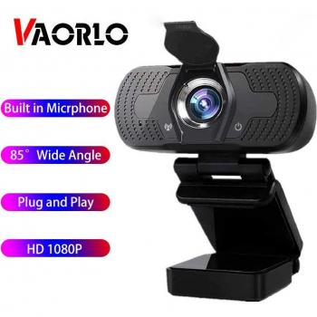 Cámara Web VAORLO Full HD 1080P, enfoque automático, micrófono con cancelación de ruido, para transmisión en vivo en Windows y Mac, color negro