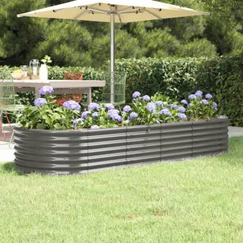 vidaXL Garden Raised Bed Powder-Coated Steel 224x80x36 cm Grey