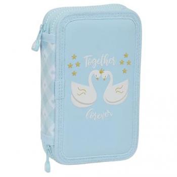 Plumier Doble Glow Lab Cisnes Azul 12.5 x 19.5 x 4 cm (28 piezas)