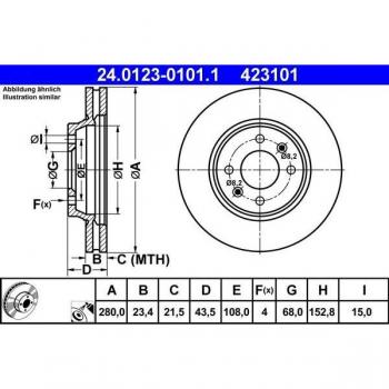 Disco de freno ATE 24.0123-0101.1 ventilado, 1 pieza