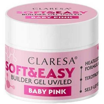 Claresa Gel Constructor Soft & Easy Baby Pink 45 g - Gel constructor de densidad media a alta, tisotrópico, autonivelante, fácil de pegar, se adhiere perfectamente a la uña, fácil de lim