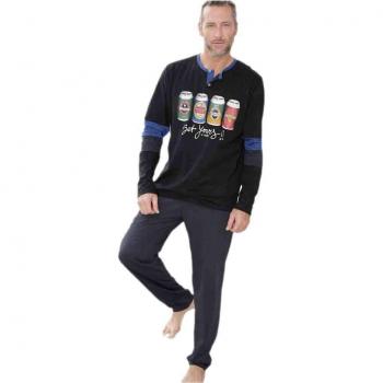 MASSANA Pijama de Hombre Cervezas P681322 - Negro, M