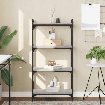 Librería de 4 estantes de madera de ingeniería 60x30x120 cm en colores Negro, Roble Sonoma y Roble Ahumado - Mueble de Almacenaje para Oficina, Estudio y Dormitorio