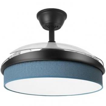 Ventilador DC MODA Negro/Azul 72W con 3 Aspas Desplegables, 7200lm, 6 Velocidades, 3 Temperaturas de Luz, Temporizador y Mando a Distancia