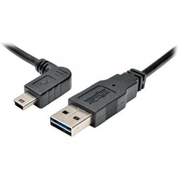 Cable USB 2.0 Universal Reversible de Alta Velocidad A a Mini B en Ángulo Izquierdo de 5 Pines M/M, 1.83 m (6 ft)