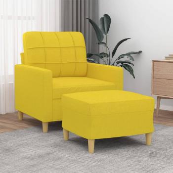 Sillón amarillo claro de 60 cm con reposapiés en tela