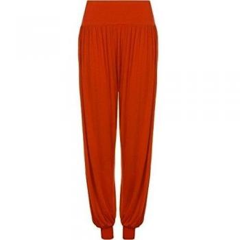 WearAll - Mujer Nuevos Pantalones Largos Estilo Harén Con Goma Elástica Tallas - Óxido - 44-46