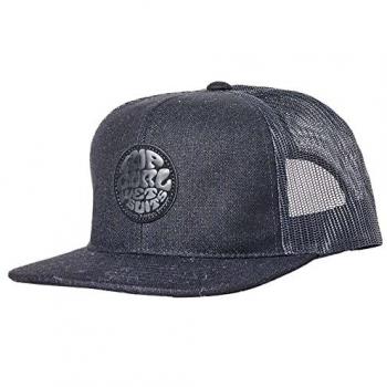 Gorra Rip Curl Premium Wetty Trucker azul y negro con diseño clásico, ajuste snapback, visera curva y logo bordado