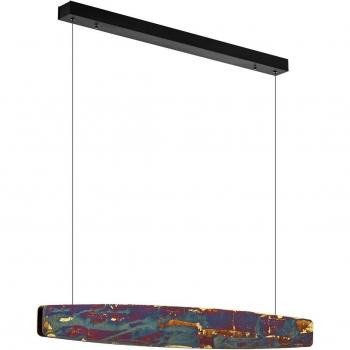 Lámpara colgante LED Persida de 98 cm en metal impactado dorado