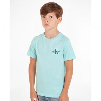 Calvin Klein - Camiseta de manga corta para niños con estampado del logo en el pecho