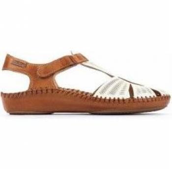 Pikolinos P. Vallarta 655-0575 Sandalias de Cuña de Piel para Mujer con Cierre Adherente en Color Blanco o Marrón