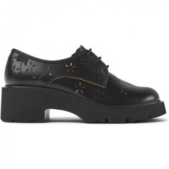Zapatos de cordones de mujer Camper K201505-001 Milah en piel color negro