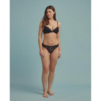 Braguita de encaje reciclado Emporio Armani Eternal Lace para mujer, color negro (L)