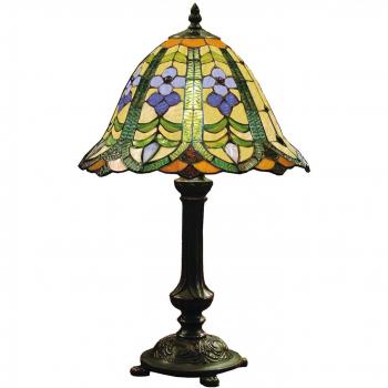 Lámpara de mesa floral Eleanor estilo Tiffany 48 x Ø 30 cm marrón, verde, azul, multicolor hierro y vidrio