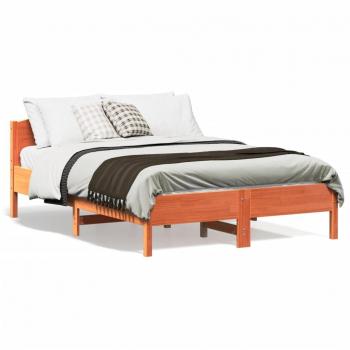 Cama sin Colchón Cera Marrón 140x190 cm en Madera de Pino