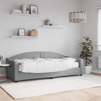 Sofá cama con colchón de tela gris claro 80x200 cm