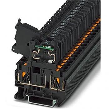 Phoenix Contact PT 4-HESILED 24 Fuse Terminal Block, 2 Poles, Black, 5x20 mm, 6.3A, Pack of 50