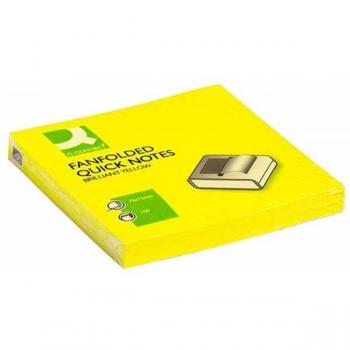 Bloc de notas adhesivas quita y pon Q-Connect 76x76 mm amarillo neon zig-zag