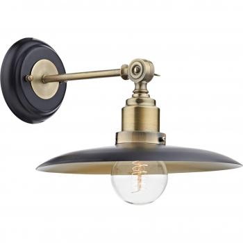 Aplique Hannover con vidrio negro y latón antiguo, 1 luz, pantalla basculante