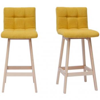 Taburete de bar efecto aterciopelado amarillo 65cm lote de 2 KLARIS