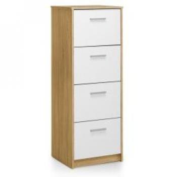 Cajonera Archivador de Despacho Serie Jarama 9009 con 4 Cajones, Medidas 134x48x45 cm, Color Roble/Blanco