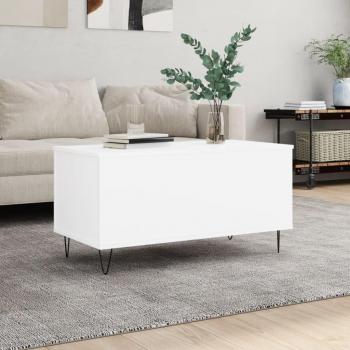Mesa de centro vidaXL madera contrachapada 90x44,5x45 cm blanco y negro brillante, ideal para salón o comedor, diseño moderno y funcional