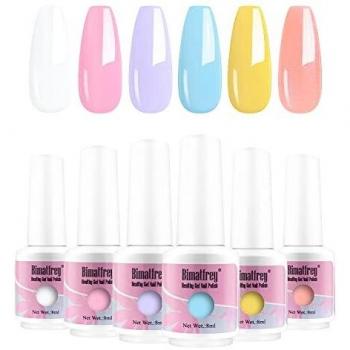 Bimatfrey Esmaltes de Uñas, Esmaltes en Gel Uñas UV LED, 6pcs Kit de Esmaltes Semipermanentes para Uñas, Kit de Esmaltes de Uñas en Gel Soak，Set de Regalo de Uñas de Gel de Colores