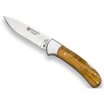 Navaja de caza Joker Cocker NO47 con mango de olivo, virola inoxidable y hoja de 9 cm MOVA para pesca, caza, camping y senderismo