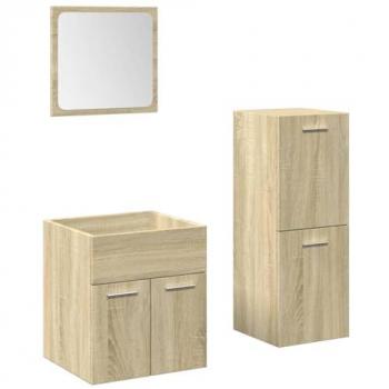 Set de muebles de baño 3 pzas madera contrachapada roble Sonoma