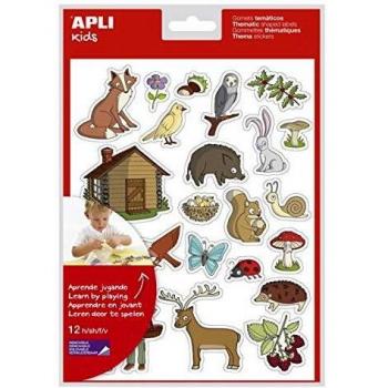 APLI Kids 11444-Gomets temáticos El Bosque 12 hojas