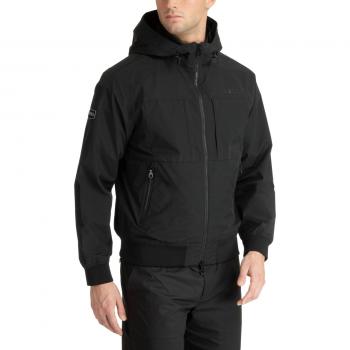 Duvetica Men's Black Hooded Zip Jacket, Size 48/M, Winter Windbreaker with Logo Pockets