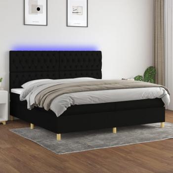 Colchón de cama box spring con muelles y tela LED negra 200x200 cm Vidaxl