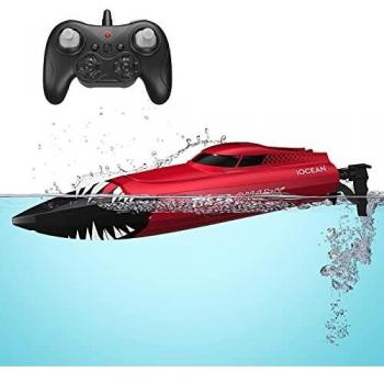 Barco RC, Barco de con Control Remoto para Piscinas y Lagos, Barco Teledirigido Alta Velocidad 2.4 GHz 30 Minutos 150 Metros, Juguetes para Niños y Adultos al Aire Libre