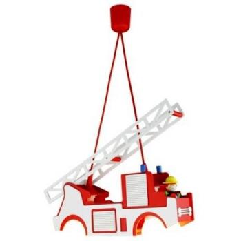 Lámpara colgante Camión de Bomberos Fred 2-flammig, Roja y Blanca