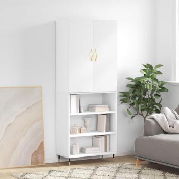 Aparador alto de madera contrachapada blanco 69,5x34x180 cm