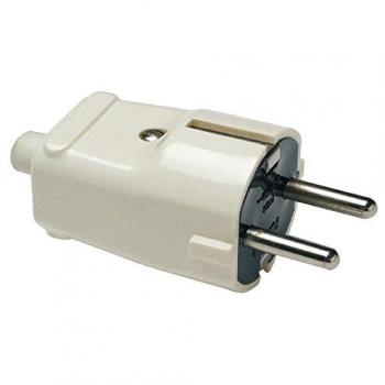 FAMATEL - Clavija pequeña | Contactos fabricados en latón niquelado | 10A | 250V | Blanco
