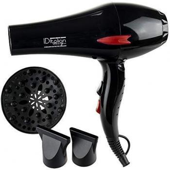 POSTQUAM Italian Design Secador de Pelo con Difusor Profesional 2 Modos de Calor, 2 Velocidades, Color Negro, 2200W