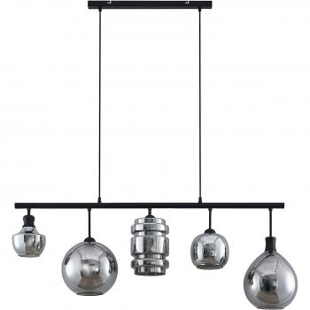 Lámpara colgante Lindby Mateno de vidrio gris, estilo vintage, 5 luces E27 para salón y comedor